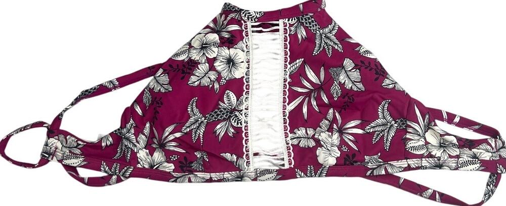 Adore Me Red Bandeau Floral Bikini Top Size Medium M